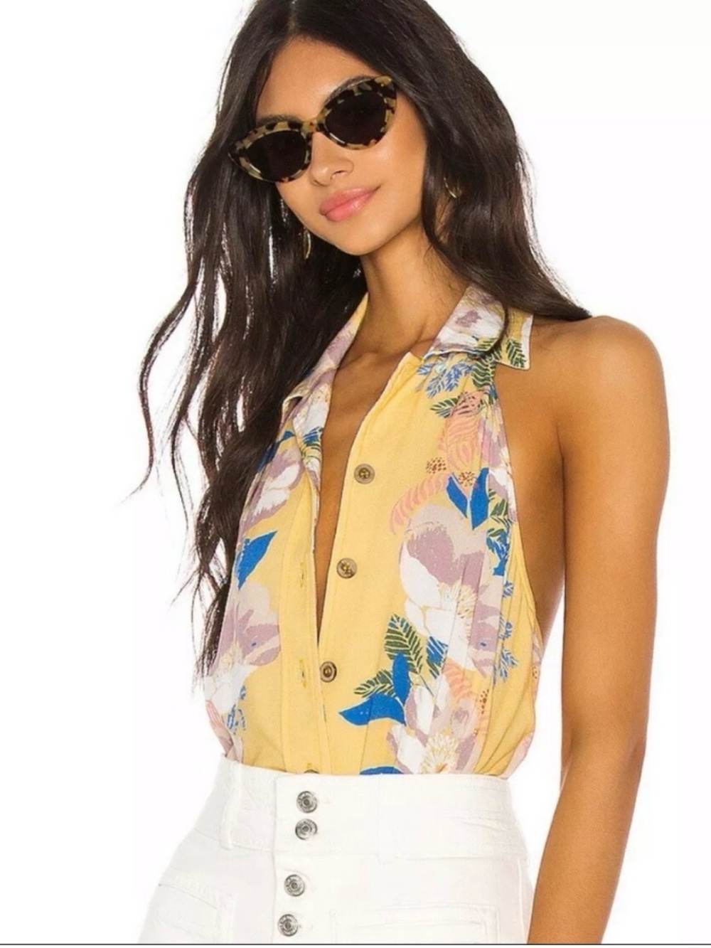 🌺Free People Intimately Halter Bodysuit Sun Combo Floral - NWT